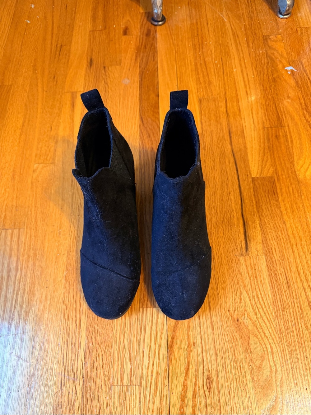 Women's Black Suede Ankle Booties with Pull Tab